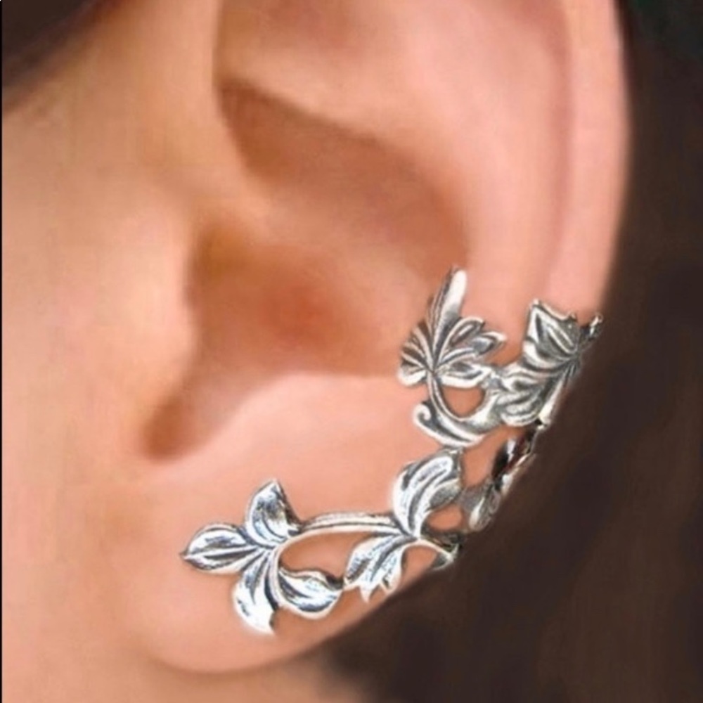 Silver Floral Ear Cuff
